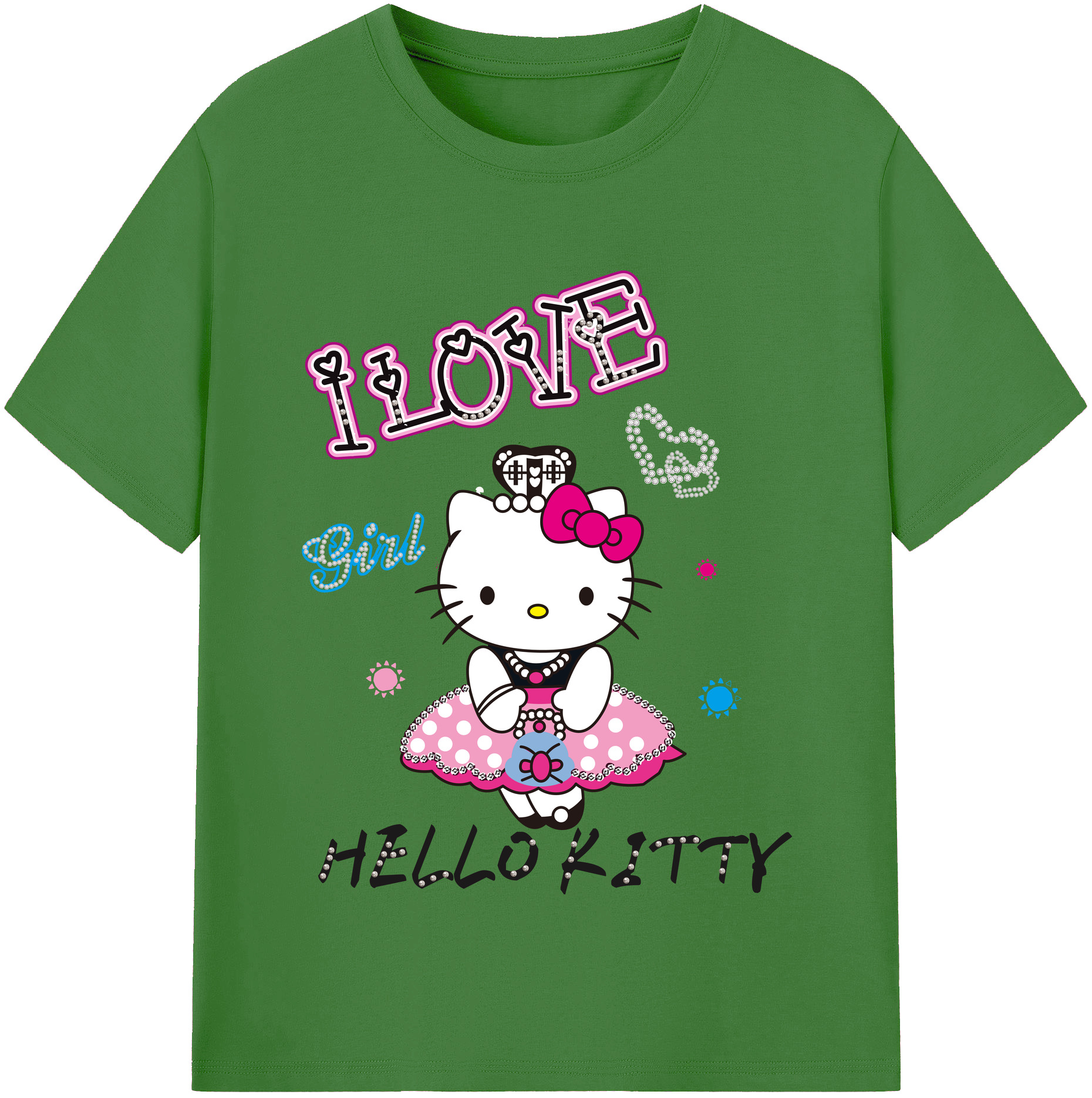 （画像用） Hello Kitty ハローキティ レディースカジュアルプリントTシャツ（綿100％）